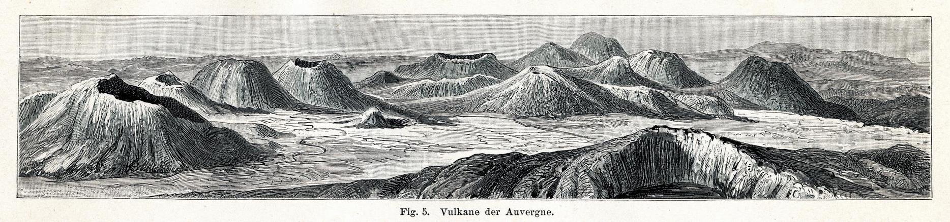 Les Voilcans d'Auvergne - dessins d'un panorama