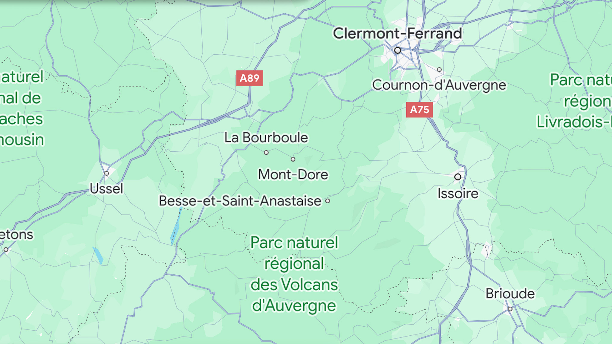 Localisation du Parc Naturel Régional des Volcans d'Auvergne